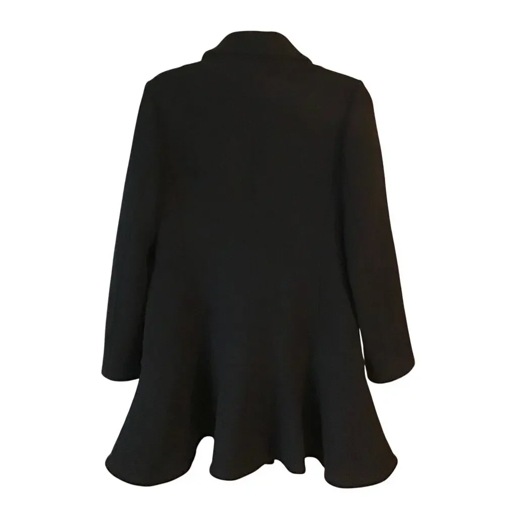 Kate Spade NY Black Double Breasted Hope Flared Pea Coat SZ. L NWT